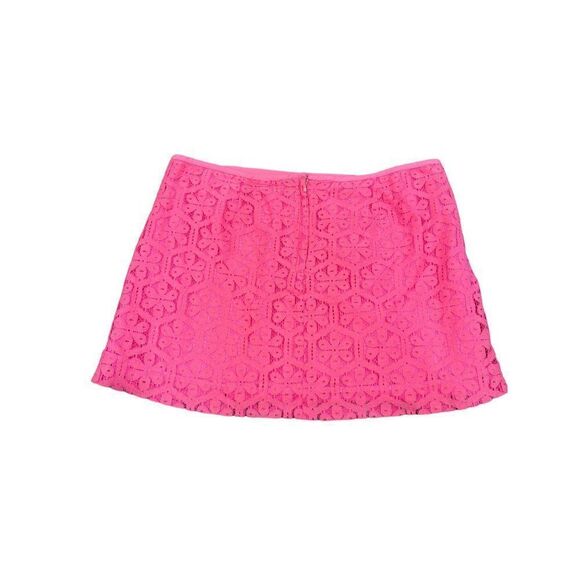 Lilly Pulitzer Pink Lace Overlay Low Rise Mini Skirt Size 8 Pink - Picture 2 of 10